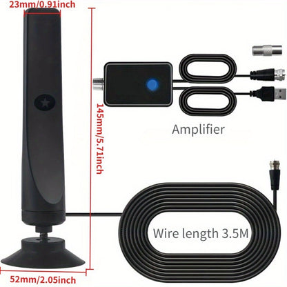 Digital TV Antenna High Gain 36DBI 360 Mile Indoor HDTV Antenna with Amplifier Support 4K 1080P 360° Omnidirectional Signal Receiving TV Antenna
