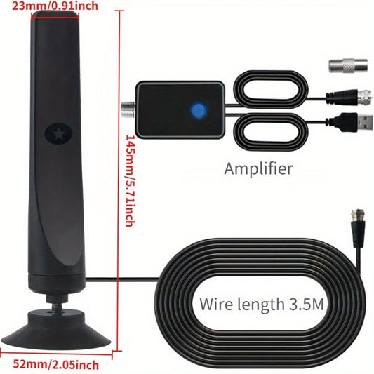 Digital TV Antenna High Gain 36DBI 360 Mile Indoor HDTV Antenna with Amplifier Support 4K 1080P 360° Omnidirectional Signal Receiving TV Antenna
