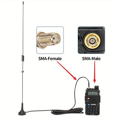 Dual Band Vehicle Mounted Antenna UT-106UV 144/430MHz SMA-Female Connector Vehicle Mounted Walkie Talkie Antenna Suction Cup Antenna