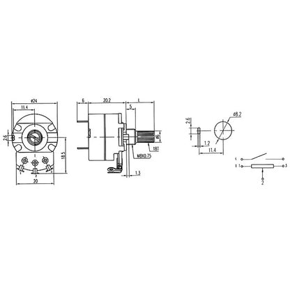 WH138 Potentiometer Adjustable Resistance Speed Regulator with Switch Potentiometer WH138-1 B5K B10K B20K B22K B50K B100K B250K B500K