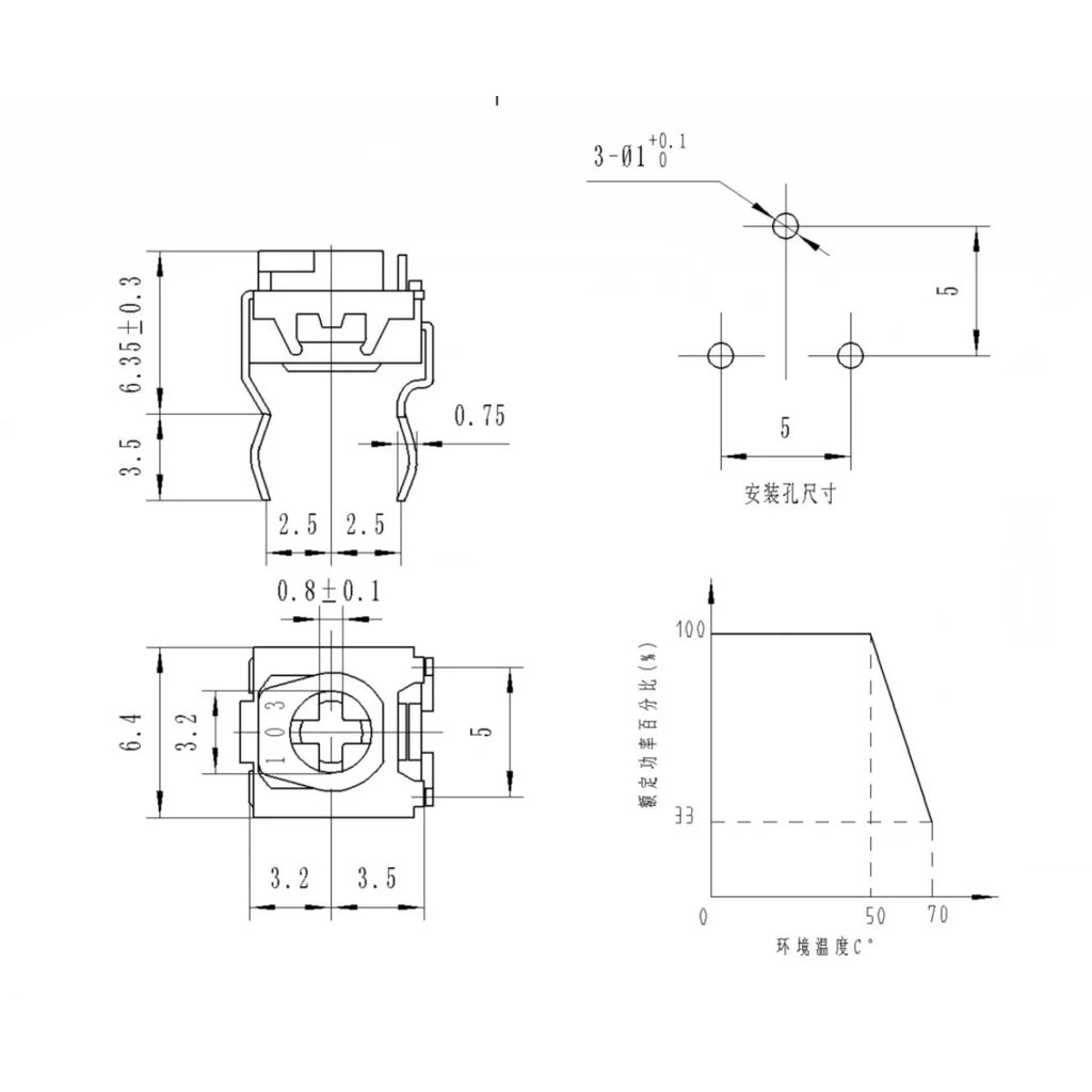 100/20Pcs WH06-2C Veriable Register 100 200 500 1K 2K 5K 10K 20K 50K 100K 200K 500K 1M Ohm Trimmer Potentiometer Variable Resistors WH06