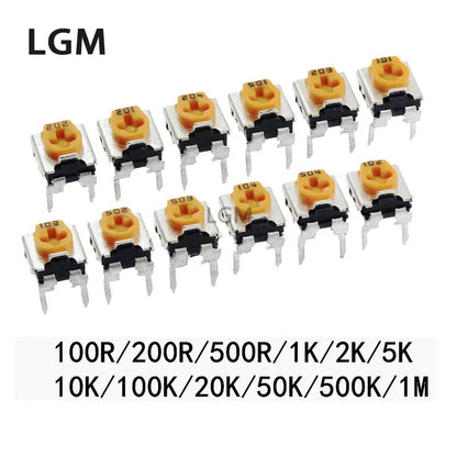 100/20Pcs WH06-2C Veriable Register 100 200 500 1K 2K 5K 10K 20K 50K 100K 200K 500K 1M Ohm Trimmer Potentiometer Variable Resistors WH06