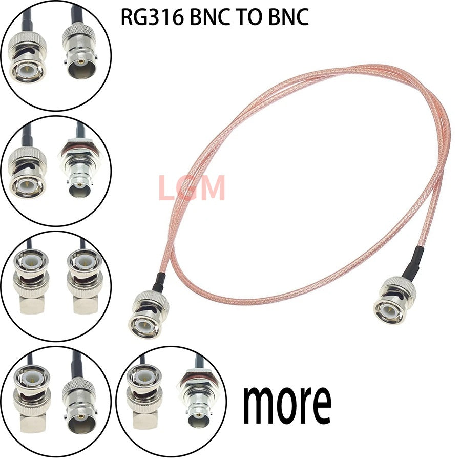 RG316 Wire BNC To BNC Connector Male Female Q9 Plug Jack Crimp Connector RG316 Cable Extension RF Brass Copper Coaxial WIFI Coax Jumper