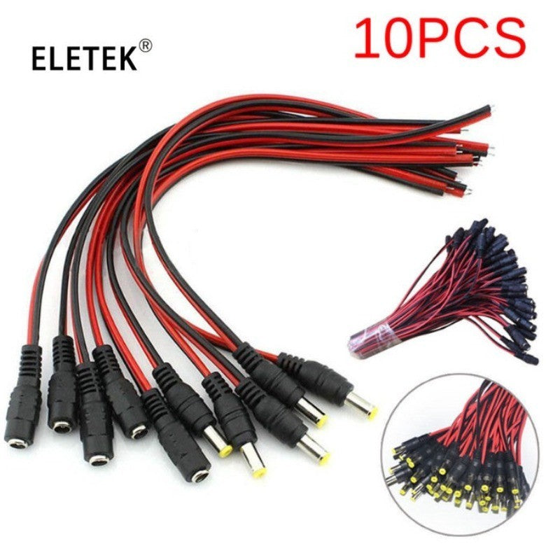 10pcs/Lot Male Female DC Power Connector 5V 12V 5.5x2.1mm Wire Cable Plug Adapter for TV Camera 5050 2835 LED Strip Tape Lights