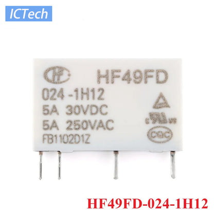Power Relay HF49FD HF49FD-005-1H12 HF49FD-012-1H12 HF49FD-024-1H12 DC 5V 12V 24V 5A 4Pin Relais Feet Distance 7.62mm