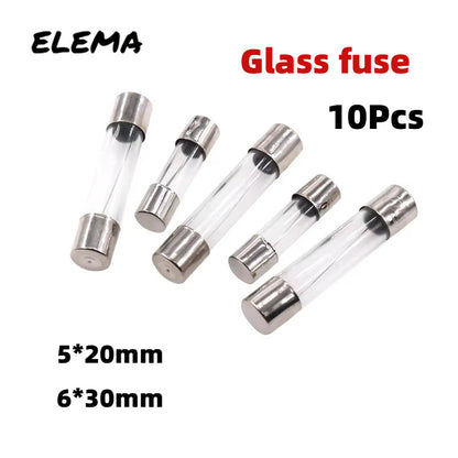 10Pcs Fast Quick Blow Fuse 5*20mm 6*30mm Glass fuse tube 250V 0.1A-30A 0.2A/0.5A/1A/2A/3.15A/5A/6.3A/10A/15A