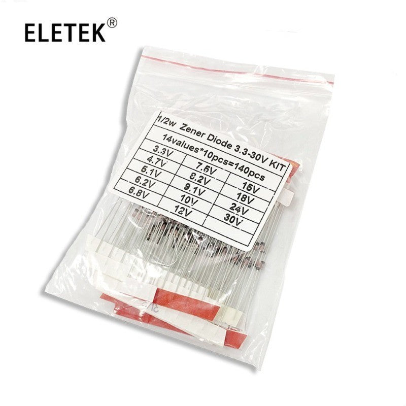 140Pcs 1/2W 0.5W Regulator 3.3V-24V 14values Zener Diode Assorted Assortment Set New Electronic Diy Kit 4V7 5V1 8V2 15V