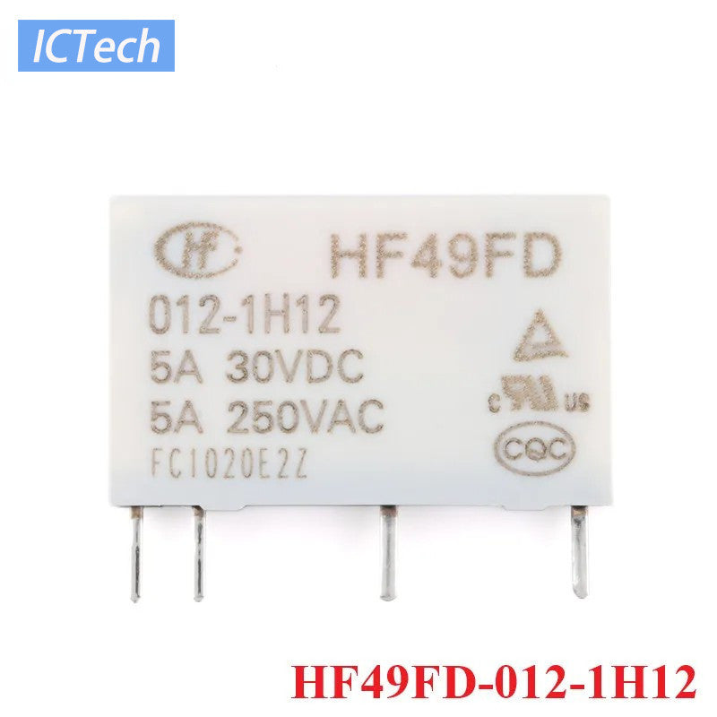 Power Relay HF49FD HF49FD-005-1H12 HF49FD-012-1H12 HF49FD-024-1H12 DC 5V 12V 24V 5A 4Pin Relais Feet Distance 7.62mm