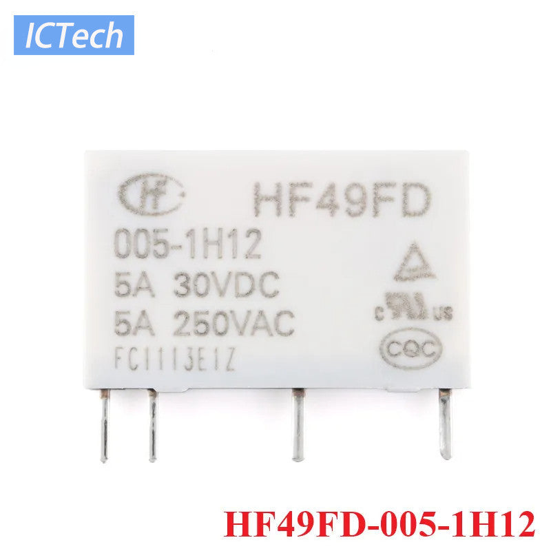Power Relay HF49FD HF49FD-005-1H12 HF49FD-012-1H12 HF49FD-024-1H12 DC 5V 12V 24V 5A 4Pin Relais Feet Distance 7.62mm