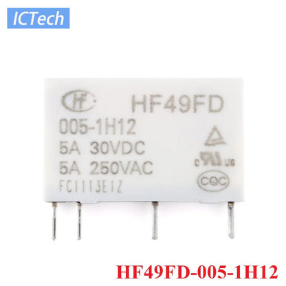 Power Relay HF49FD HF49FD-005-1H12 HF49FD-012-1H12 HF49FD-024-1H12 DC 5V 12V 24V 5A 4Pin Relais Feet Distance 7.62mm