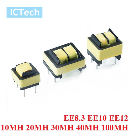 5Pcs EE8.3 EE10 EE12 Inductor 10MH 20MH 30MH 40MH 100MH Common Mode Inductor Power Filter Inductor Coil Transformer LED DIY