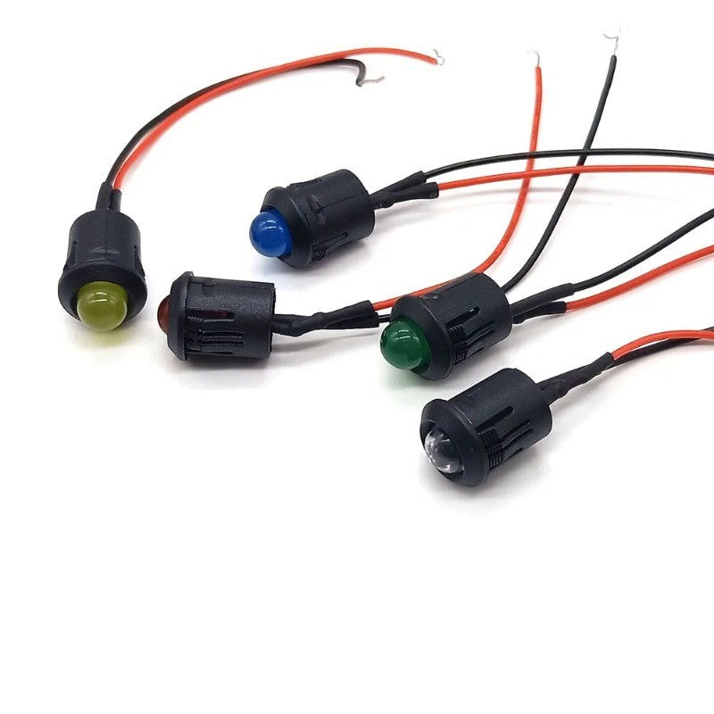 5Pcs 10mm LED with Wire Socket Pre-Wired LED Diode 12V Ultra Brigh LED Lamp with 20cm Wire White Red Green Blue Yellow