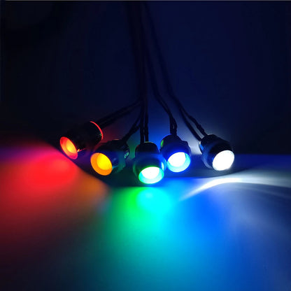 5Pcs 5mm LED with Wire Socket Pre-Wired LEDs Bulb 5V 12V 24V Emitting LED Diode with 20cm Wire Signal Indicator Lights 8mm Panel Mount