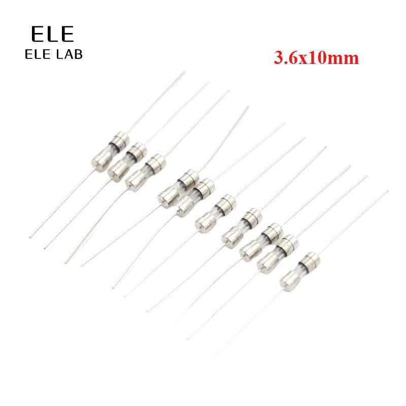 20pcs 3.6x10mm Axial Lead Glass Fuse Tube 0.5A/1A/1.5A/2A/2.5A/3A/3.15A/4A/5A/6.3A/10A Overcurrent Protection