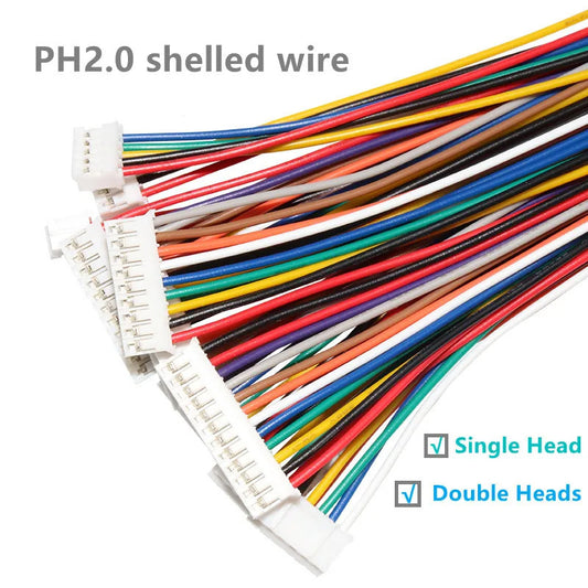 5Pcs Micro JST PH2.0 Male Wire 20cm Connector 2.0mm 2/3/4/5/6Pin JST Plug Terminal Cable Wire Connector 26AWG Wire Length 20CM