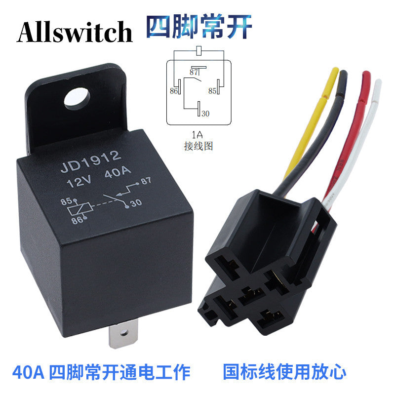 JD1912 Relay 4 Pin 40A 12V 24V 36V 48V 60V 72V SPST Car Truck Van Motorcycle Boat Relay