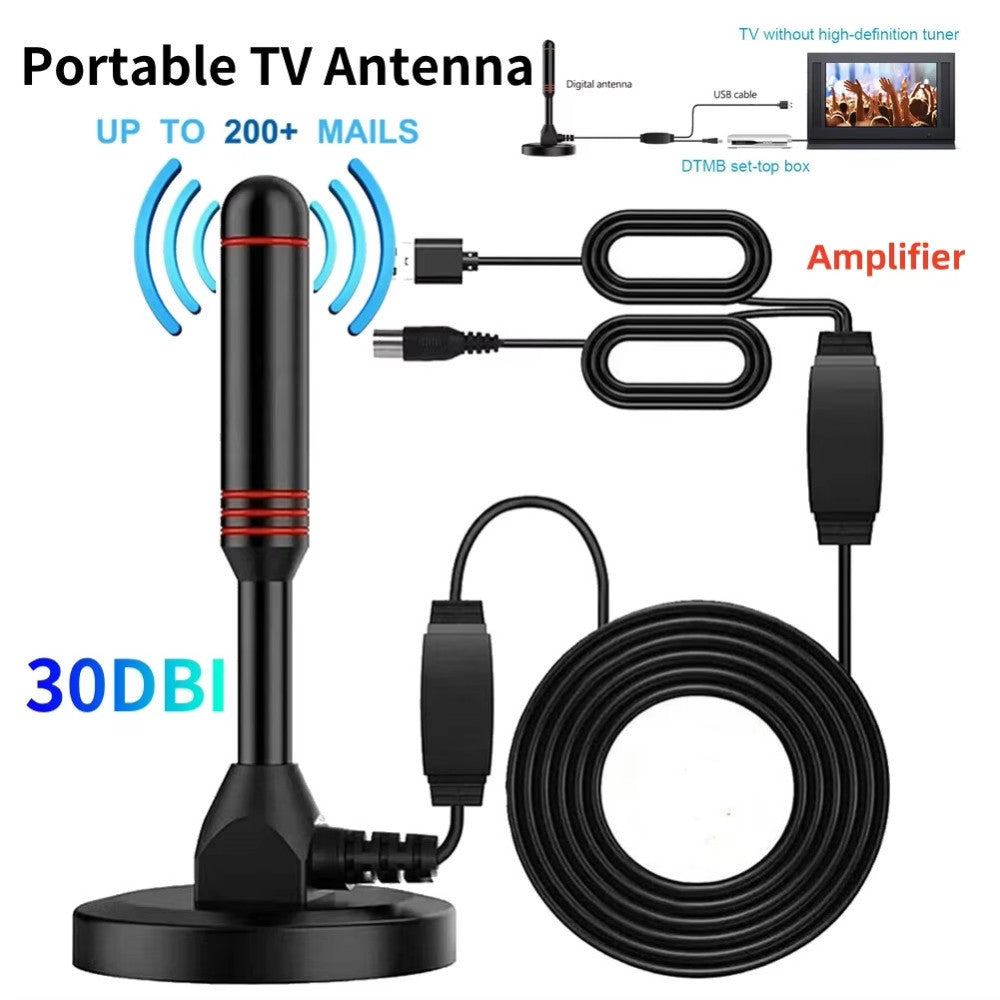 HD Digital TV Antenna Indoor Amplified DAB High Gain 200 Miles with Amplifier Booster VHF/UHF Quick Response Outdoor Aerial Set