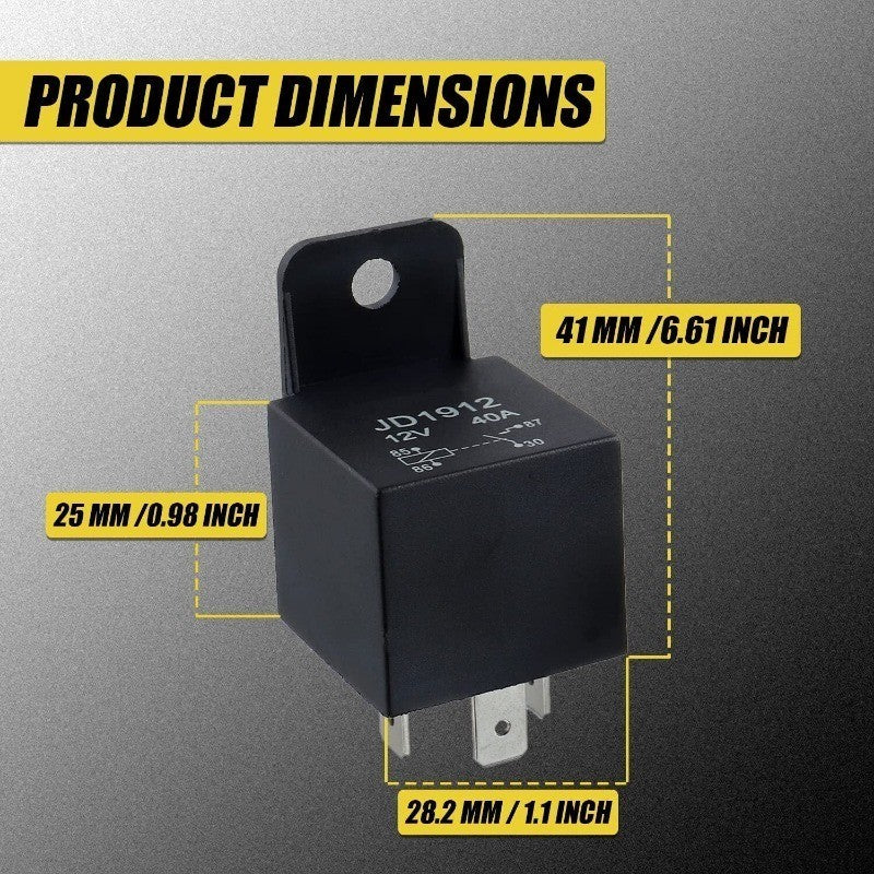 JD1912 Relay 4 Pin 40A 12V 24V 36V 48V 60V 72V SPST Car Truck Van Motorcycle Boat Relay
