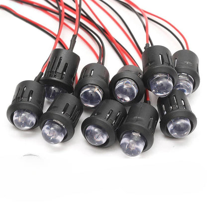 5Pcs 10mm LED with Wire Socket Pre-Wired LED Diode 12V Ultra Brigh LED Lamp with 20cm Wire White Red Green Blue Yellow