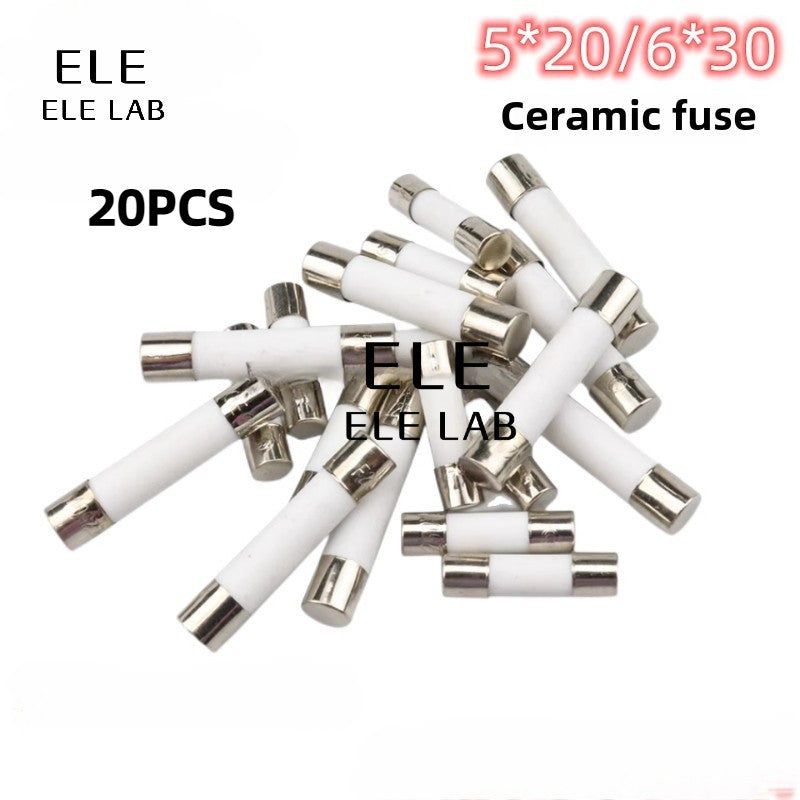 20Pcs Ceramic Fuse Tubes 5x20mm 6x30mm 250V 1A/2A/3A/5A/6.3A/8A/10A/15A/30A for Electronics, Industrial Equipment, and Power Supply Protection