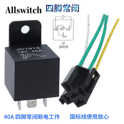 JD1912 Relay 4 Pin 40A 12V 24V 36V 48V 60V 72V SPST Car Truck Van Motorcycle Boat Relay
