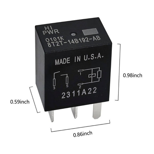 12VDC Automotive Relay 4 Pins 5 Pins, OE#8T2T‑14B192‑AB / AA / BA, Aftermarket Replacement Part, Compatible with Select Ford Vehicles