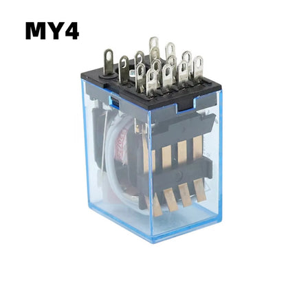 AC 220V DC 24V 12V Small Electromagnetic Relay 5A 8Pin 14Pin Coil Power Relay w Base MY2NJ LY2NJ MY4NJ HH52P HH54P