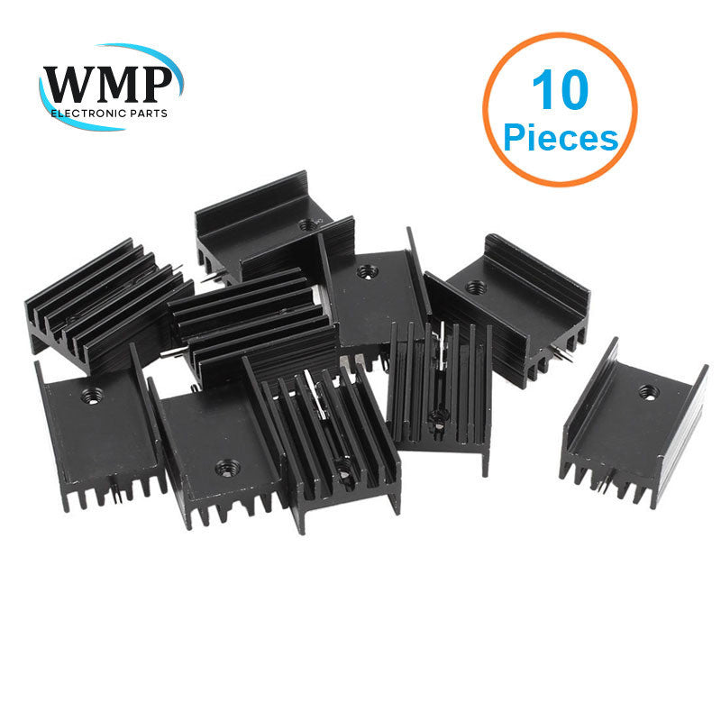 10Pcs Black Aluminum 20*15*11mm TO-220 TO220 Heatsink for Transistor MOS Tube Radiator for MOS 7805 Triode Transistors Cooler IC Chip Dissipation