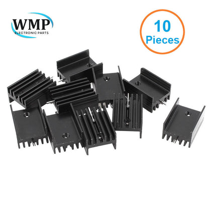 10Pcs Black Aluminum 20*15*11mm TO-220 TO220 Heatsink for Transistor MOS Tube Radiator for MOS 7805 Triode Transistors Cooler IC Chip Dissipation