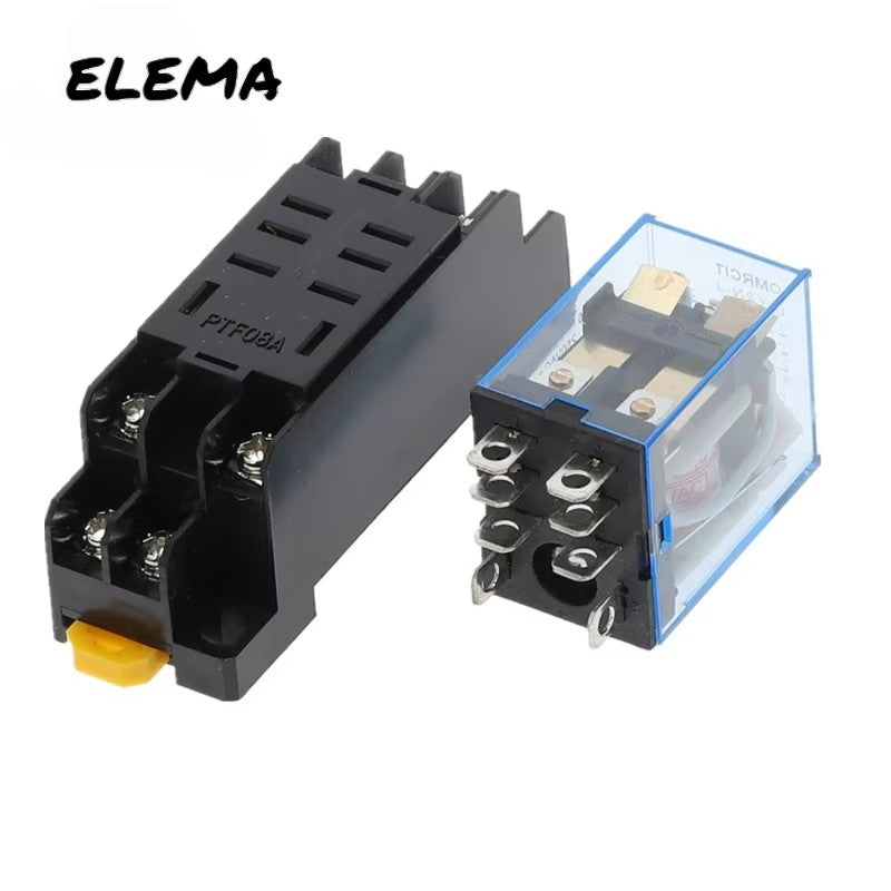 AC 220V DC 24V 12V Small Electromagnetic Relay 5A 8Pin 14Pin Coil Power Relay w Base MY2NJ LY2NJ MY4NJ HH52P HH54P