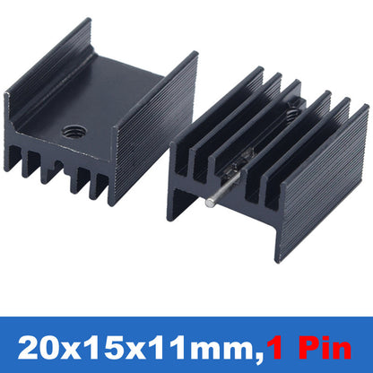 10Pcs Black Aluminum 20*15*11mm TO-220 TO220 Heatsink for Transistor MOS Tube Radiator for MOS 7805 Triode Transistors Cooler IC Chip Dissipation