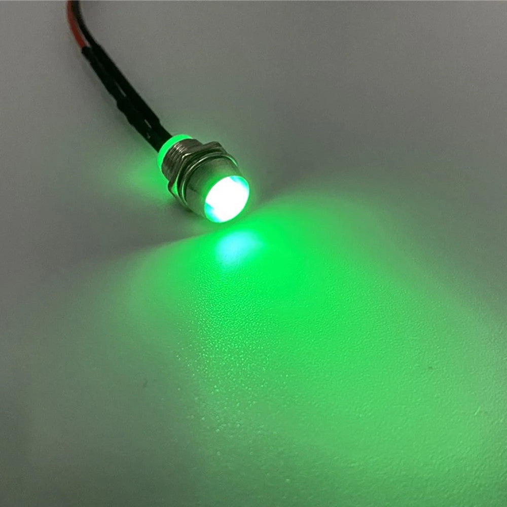5Pcs 5mm LED with Wire Socket Pre-Wired LEDs Bulb 5V 12V 24V Emitting LED Diode with 20cm Wire Signal Indicator Lights 8mm Panel Mount