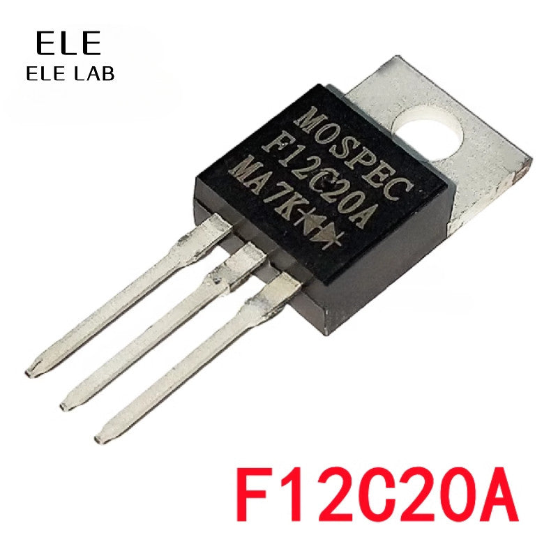 Original F12C20C F12C20A Fast Recovery Diode 1200V 20A (Replace F16C20C) MOSPEC Through-Hole Rectifier for Power Supplies, Inverters, and Industrial Circuits