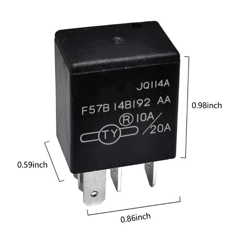 Relay F57B14B192AA 10A/20A 12VDC 5Pins Automotive Relay F57B 14B192 AA Compatible for Select Ford,Toyota,Cadillac Vehicles