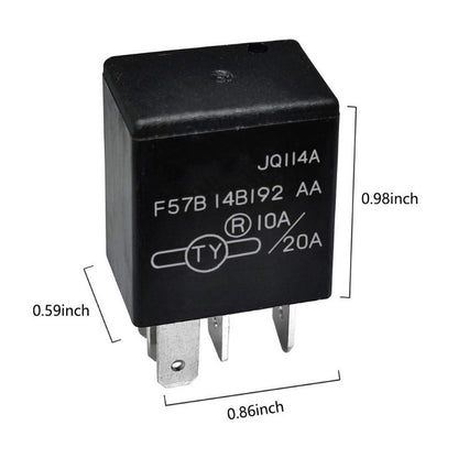 Relay F57B14B192AA 10A/20A 12VDC 5Pins Automotive Relay F57B 14B192 AA Compatible for Select Ford,Toyota,Cadillac Vehicles