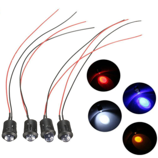 5Pcs 10mm LED with Wire Socket Pre-Wired LED Diode 12V Ultra Brigh LED Lamp with 20cm Wire White Red Green Blue Yellow
