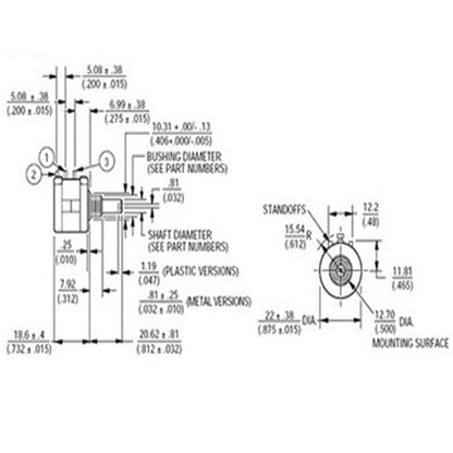 1 Pair 3590S Rotary Potentiometer 100R-100k Ohm with A03 Knob