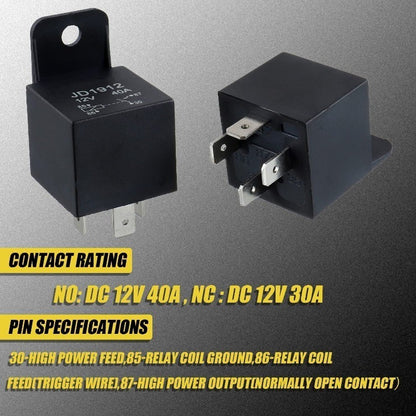 JD1912 Relay 4 Pin 40A 12V 24V 36V 48V 60V 72V SPST Car Truck Van Motorcycle Boat Relay