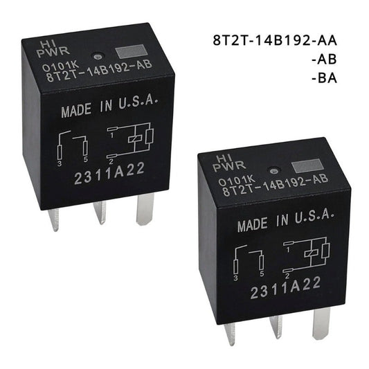 12VDC Automotive Relay 4 Pins 5 Pins, OE#8T2T‑14B192‑AB / AA / BA, Aftermarket Replacement Part, Compatible with Select Ford Vehicles