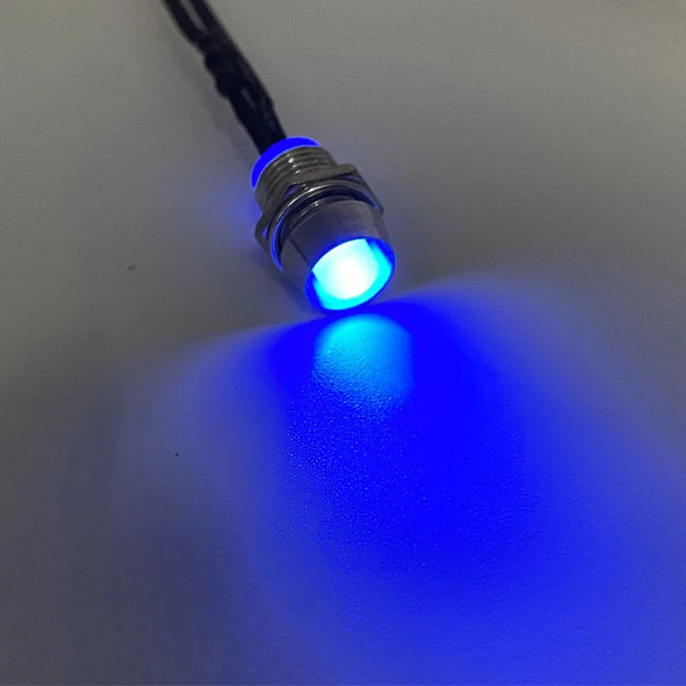 5Pcs 5mm LED with Wire Socket Pre-Wired LEDs Bulb 5V 12V 24V Emitting LED Diode with 20cm Wire Signal Indicator Lights 8mm Panel Mount