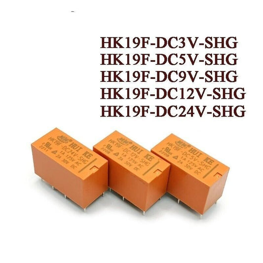 5Pcs Original Relay HK19F 3V 5V 12V 24V 8Pin PCB Power Relay