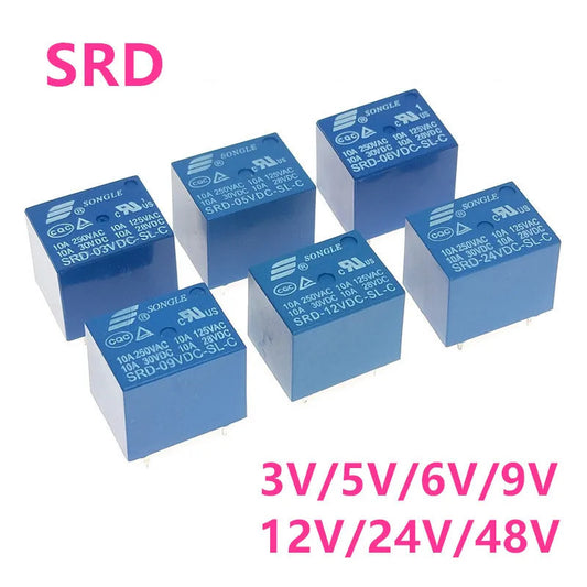 5Pcs Original Relay SRD Relay 4Pin 5Pin 3V 5V 9V 12V 24V 10A New