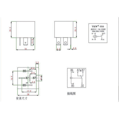 40A 80A Auto Car Relay JD2912 with Socket Wire 4Pin 5Pin DC 12V 24V 36V 48V 72V with Mounting Hole Coil Power 1.8W Automobile Control Device