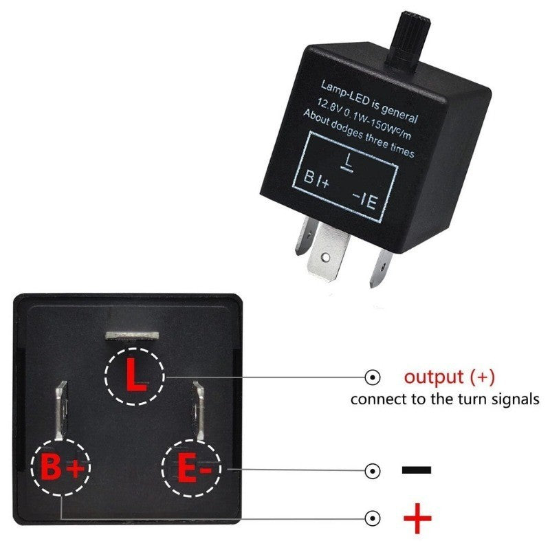 Led Flasher Relay CF-13 3 Pins Adjustable Turn Signal Relay for Led Lights Hyper Blink Flash Resolve Rapid Quick Flash Issue