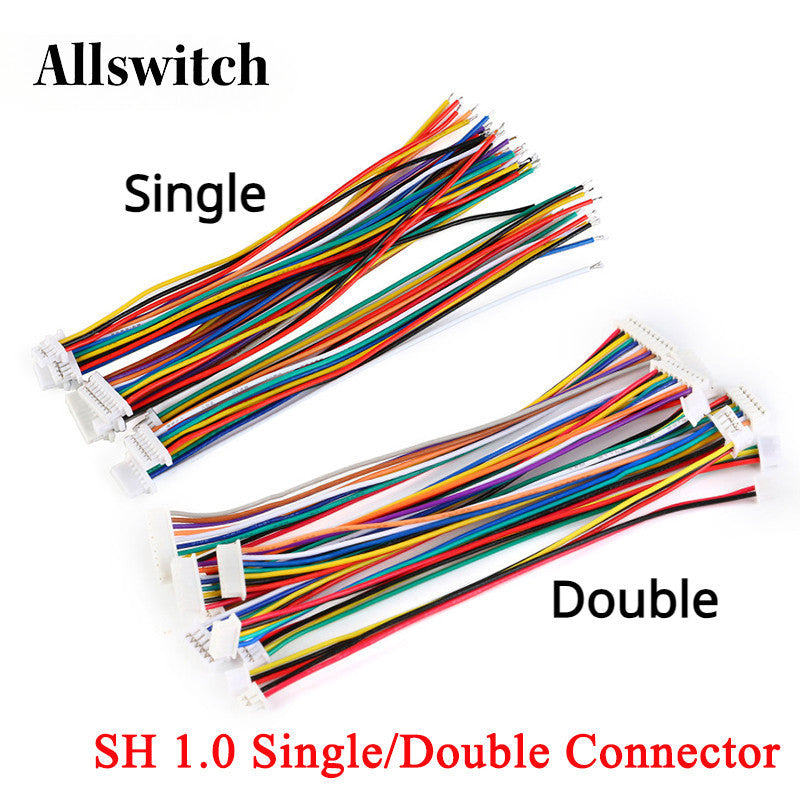10Pcs SH1.0 Wire Cable Connector DIY SH1.0 JST 2/3/4/5/6 Pin Electronic Line Single Double Terminal Plug 28AWG 10cm