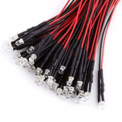 10Pcs 5mm LED 12V with 20cm Wire White Red Green Blue Yellow RGB LED Diode Lamp Decoration Light Emitting Diodes