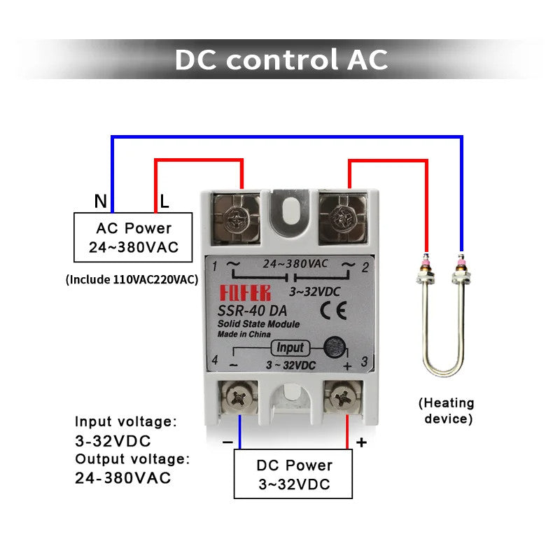 Solid State Relay 3-32V DC TO 24-380V AC SSR 10DA 25DA 40DA SSR-10DA SSR-25DA SSR-40DA 10A 25A 40A