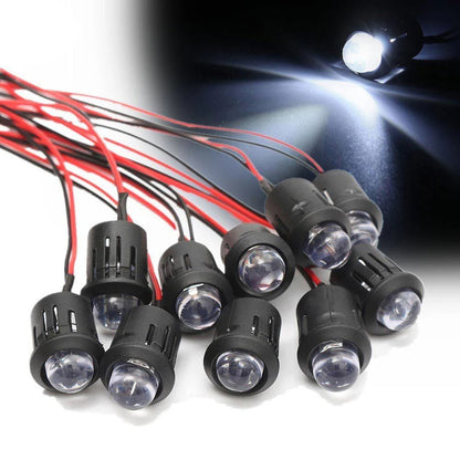 5Pcs 10mm LED with Wire Socket Pre-Wired LED Diode 12V Ultra Brigh LED Lamp with 20cm Wire White Red Green Blue Yellow