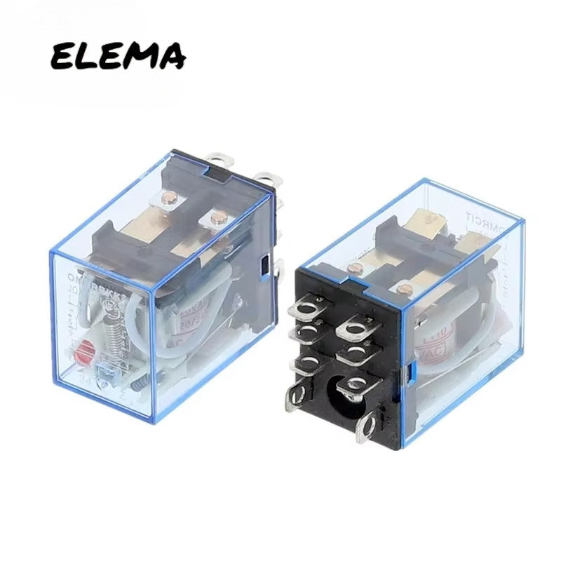 AC 220V DC 24V 12V Small Electromagnetic Relay 5A 8Pin 14Pin Coil Power Relay w Base MY2NJ LY2NJ MY4NJ HH52P HH54P
