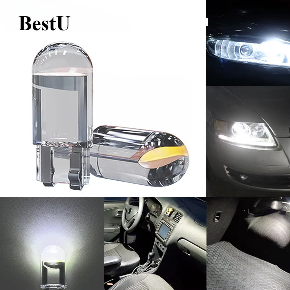 W5W Led T10 Car Light COB High brightness transparent 6000K White Auto Automobiles License Plate Lamp Dome Read Bulb 12V